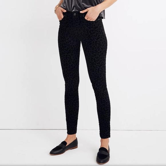 Madewell Denim - Madewell 9" Rise Skinny Jeans Velvet Flocked Leopard Edition size 27